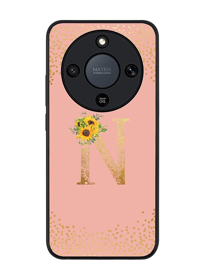 For Honor X9d / Magic8 Lite / X70 Case,Slim fit Camera Protection, Shockproof Thin Phone cover  - Custom Floral Monogram - N  (Rose Pink )